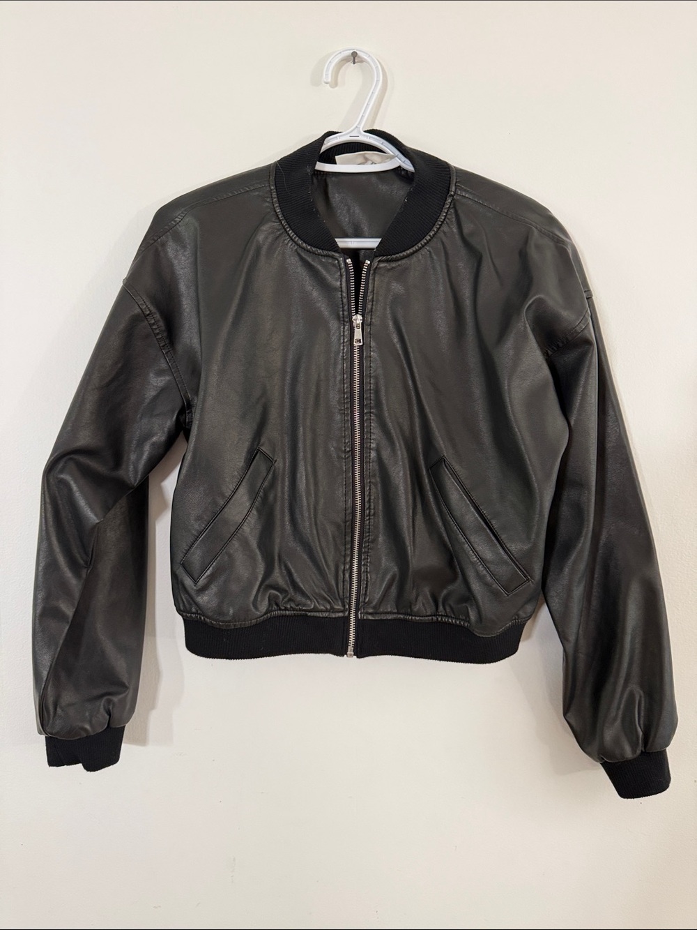 Women’s Black Bomber Jacket - Leather Style